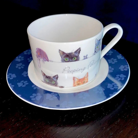 Cat lovers👆Ashdene Peeping Felines cup & saucer - Picture 3 of 9